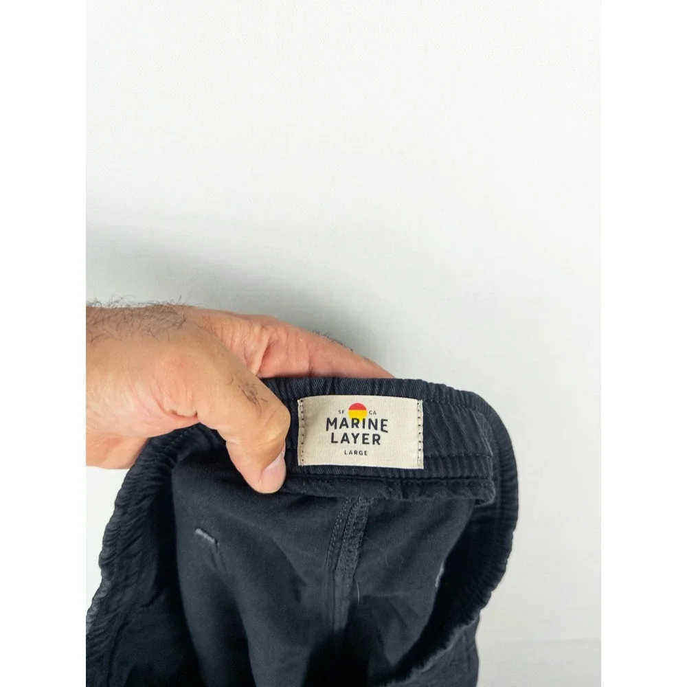 Marine Layer Tencel Linen Jogger Pants Mens L Navy Blue Coastal Minimalist